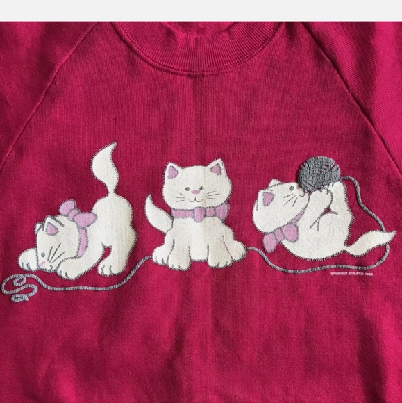 Vintage 80s jerzees By Russell cat sweater size Medium - Picture 5 of 5